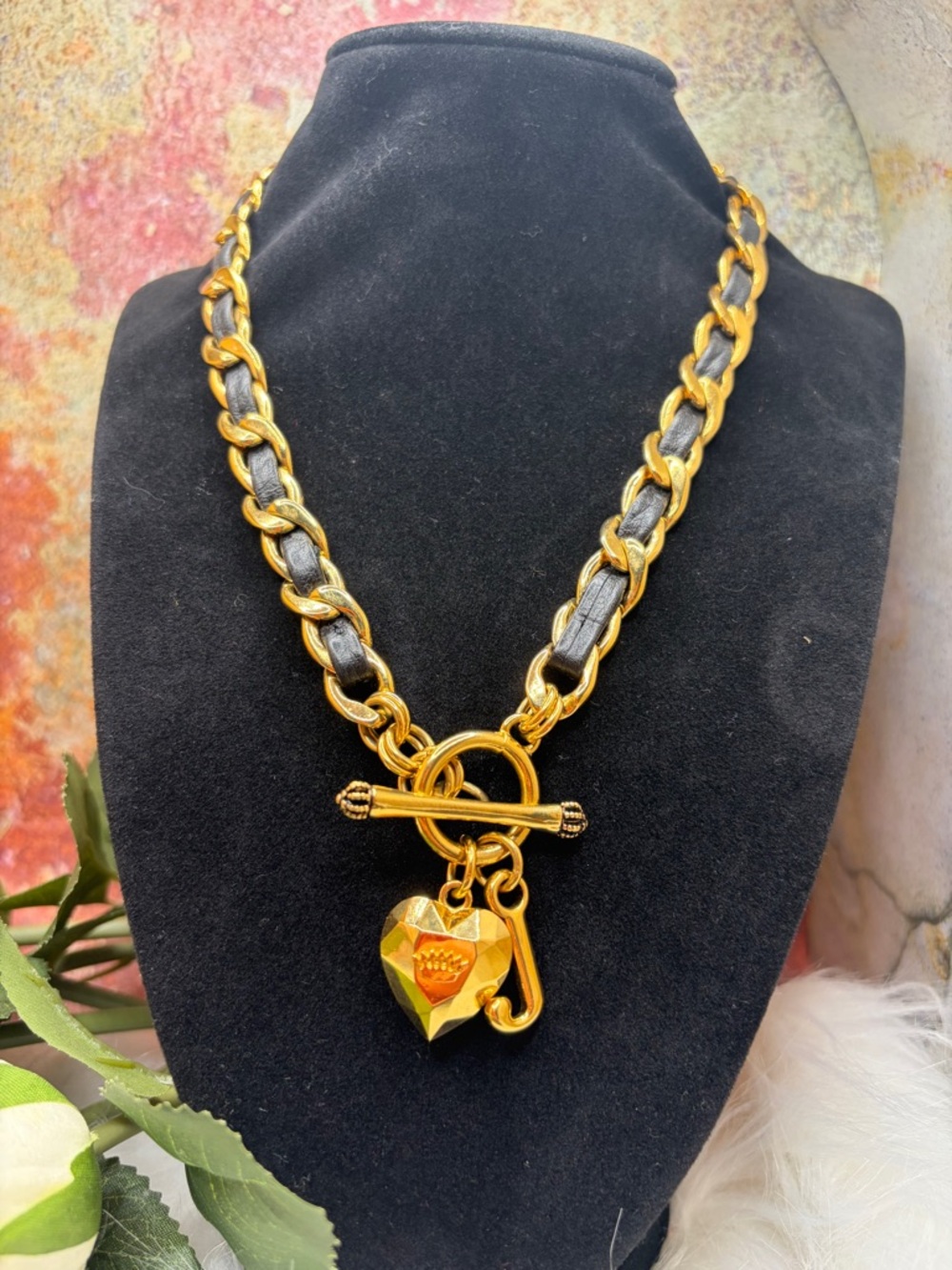RARE Juicy Couture black and gold necklace